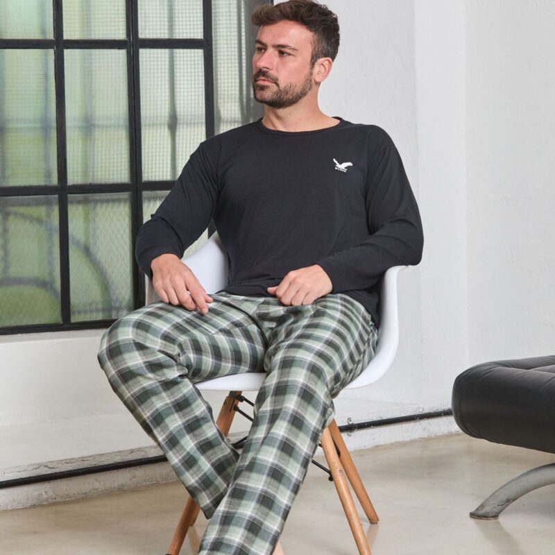PIJAMA CUADROS HOMBRE Negro