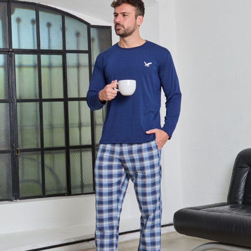 PIJAMA CUADROS HOMBRE Azul