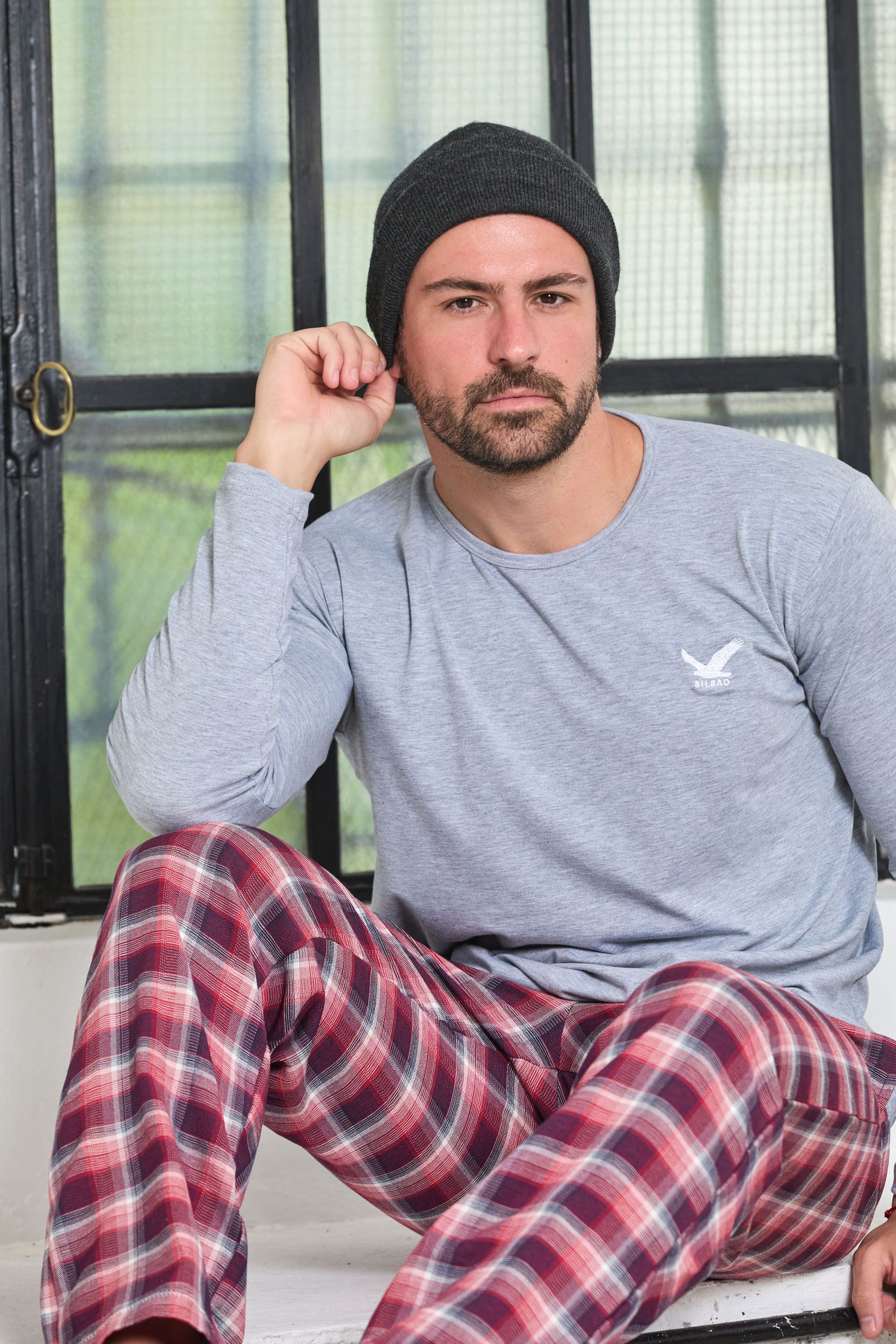 PIJAMA CUADROS HOMBRE Gris
