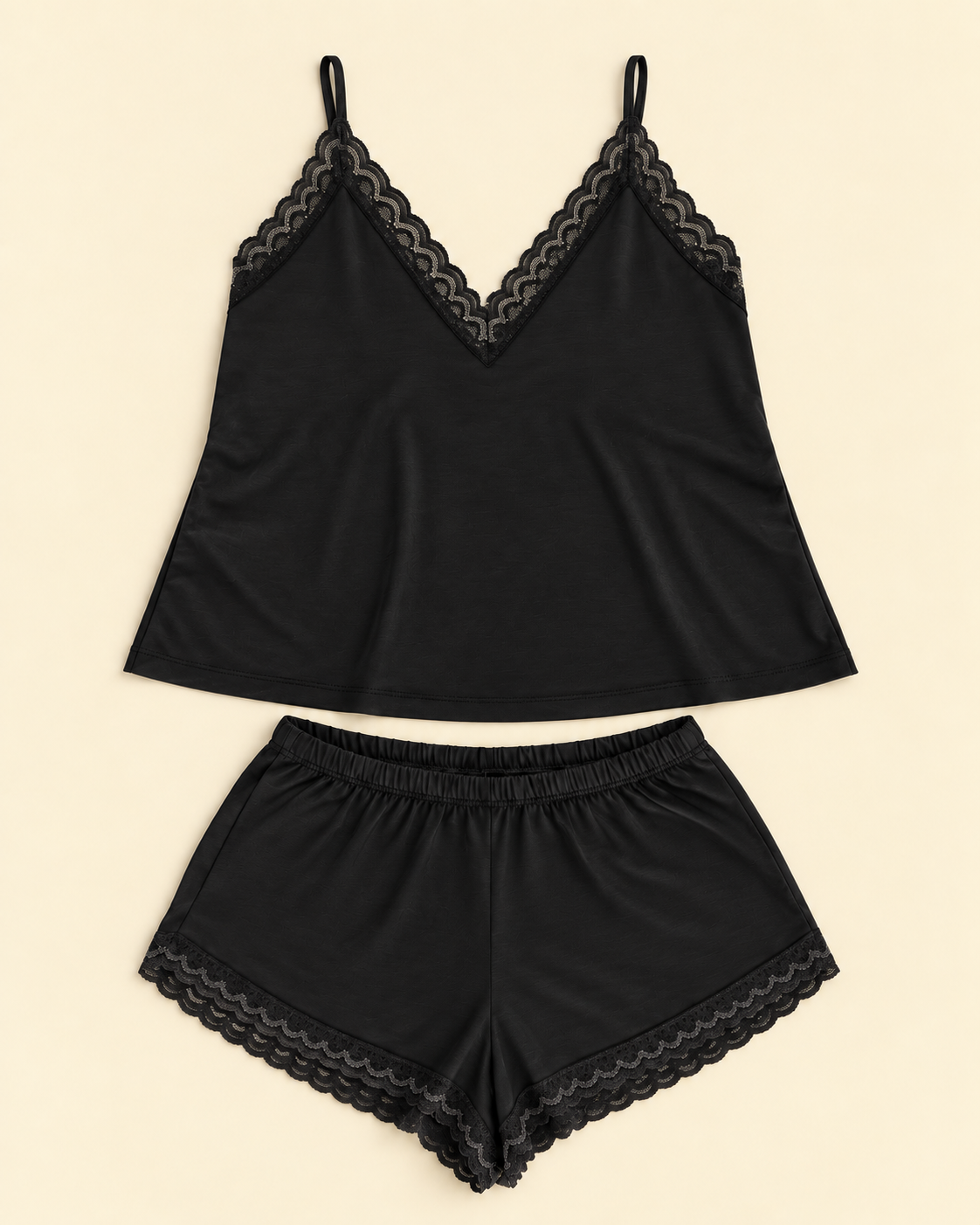 PIJAMA CON PUNTILLA negro - Imagen 2
